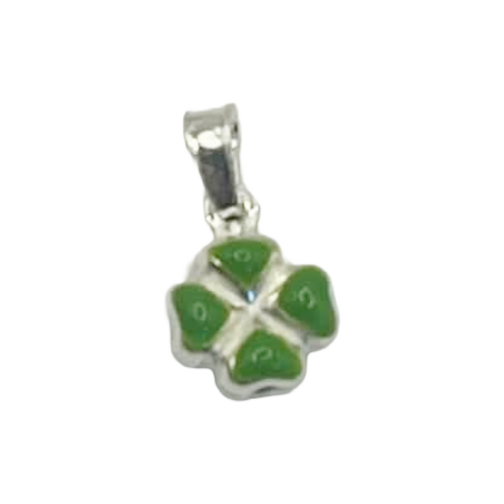 925 Silver Four-Leaf Clover Charm Pendant with Green Enamel – Unisex Lucky Charm