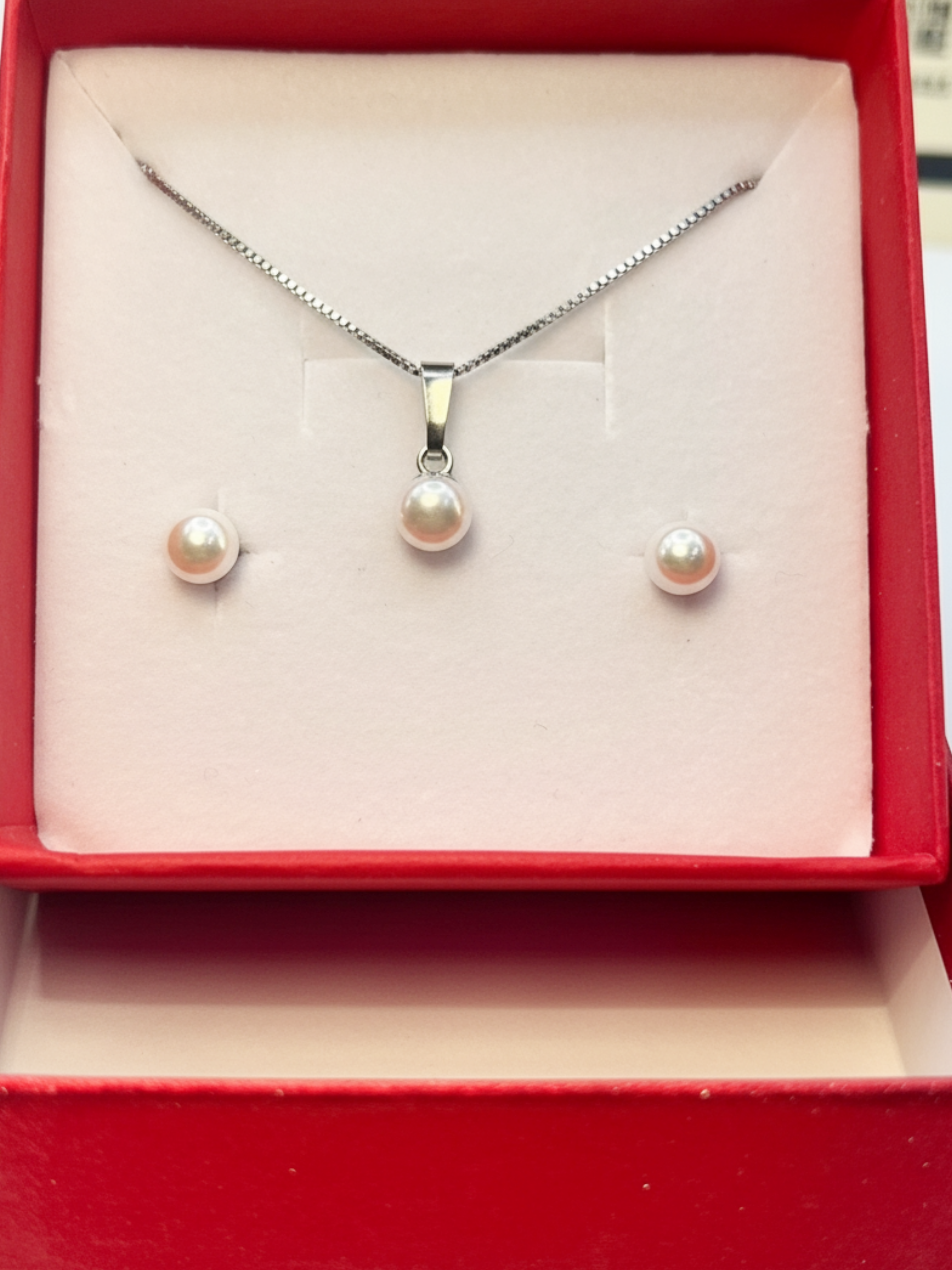 Parure de perles élégante en argent 925 – Collier et boucles d'oreilles assortis