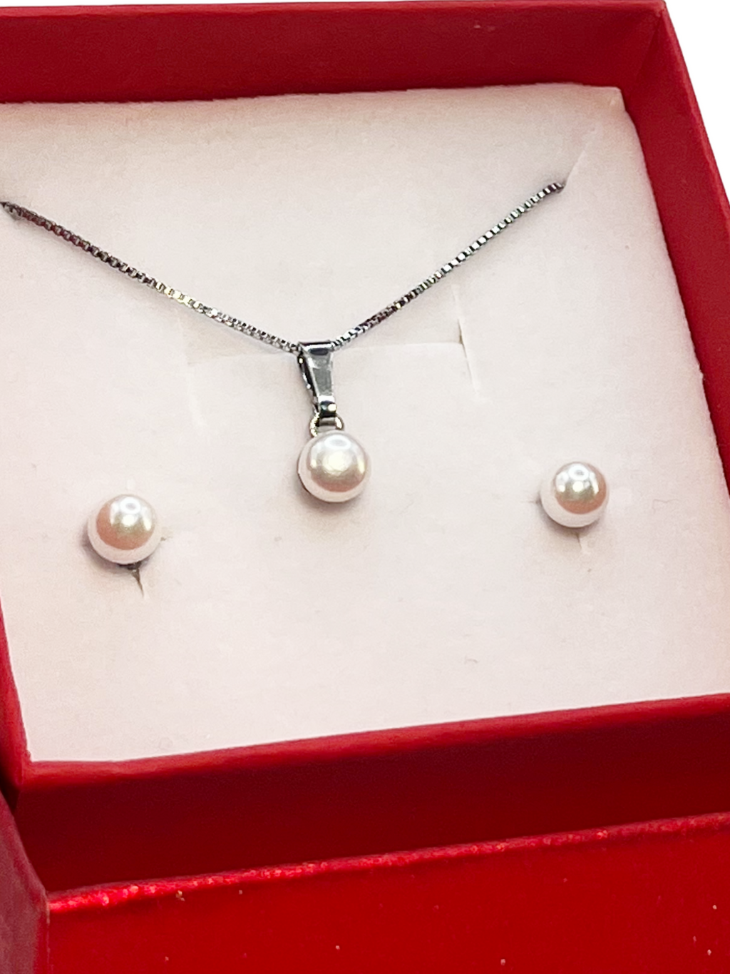 Parure de perles élégante en argent 925 – Collier et boucles d'oreilles assortis