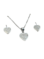 Ensemble cœur brillant en argent 925 – Collier et boucles d'oreilles assortis