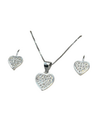 Ensemble cœur brillant en argent 925 – Collier et boucles d'oreilles assortis