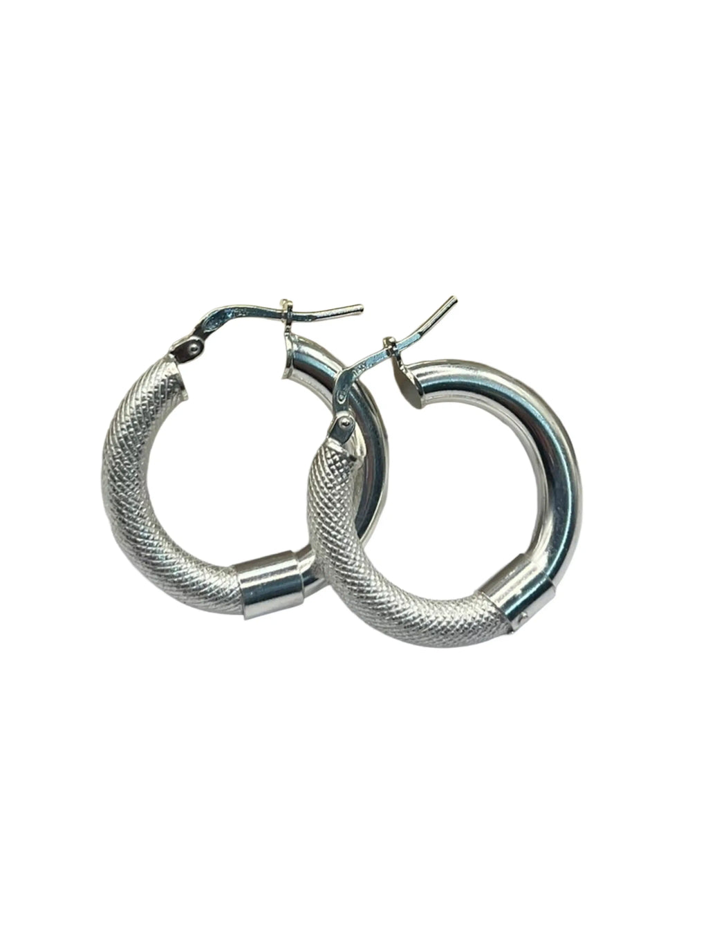 Orecchini a cerchio in Argento 925 satinati e lucidi – Diametro 3 cm - CM Silver Jewels