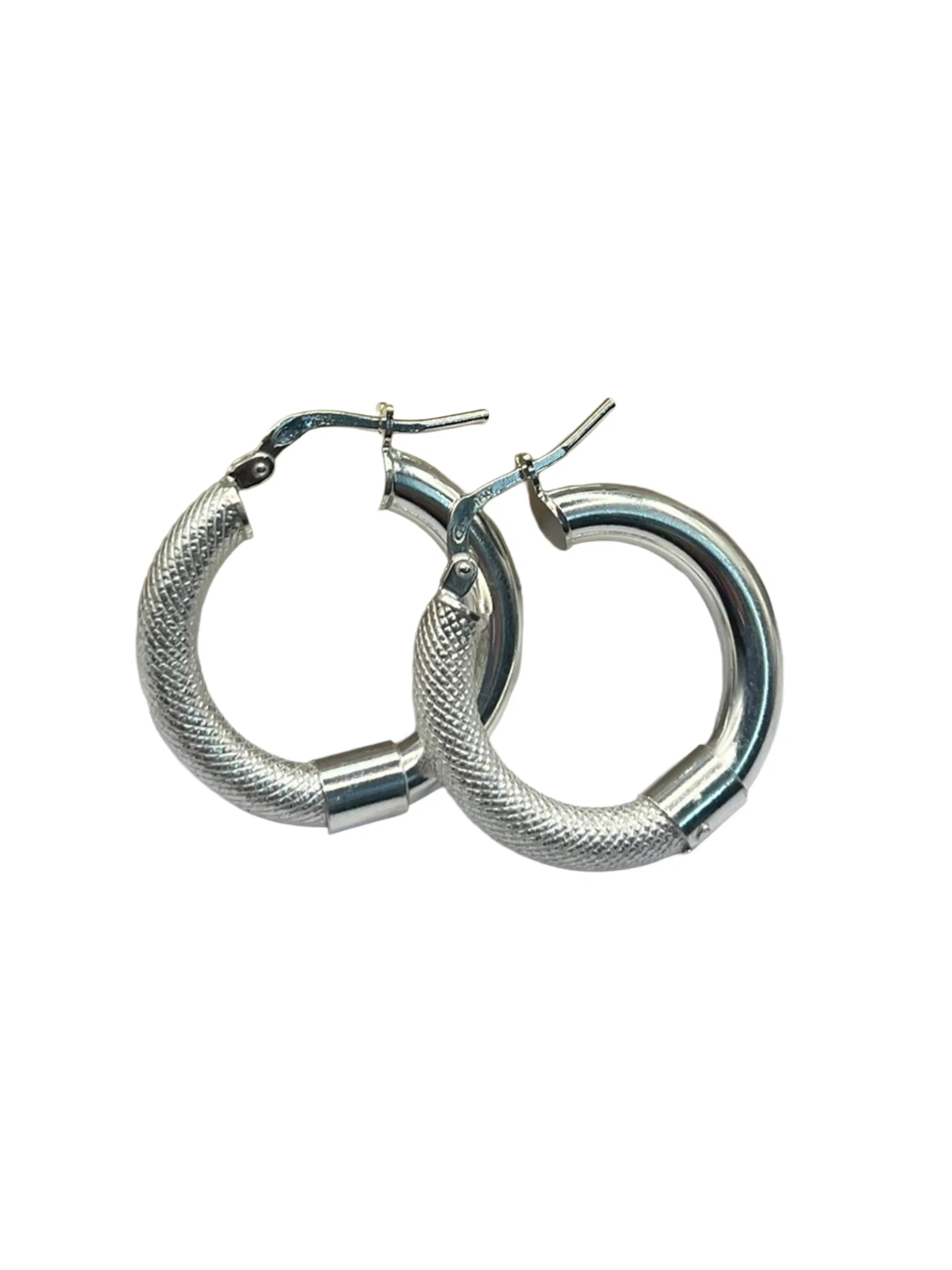 Orecchini a cerchio in Argento 925 satinati e lucidi – Diametro 3 cm - CM Silver Jewels