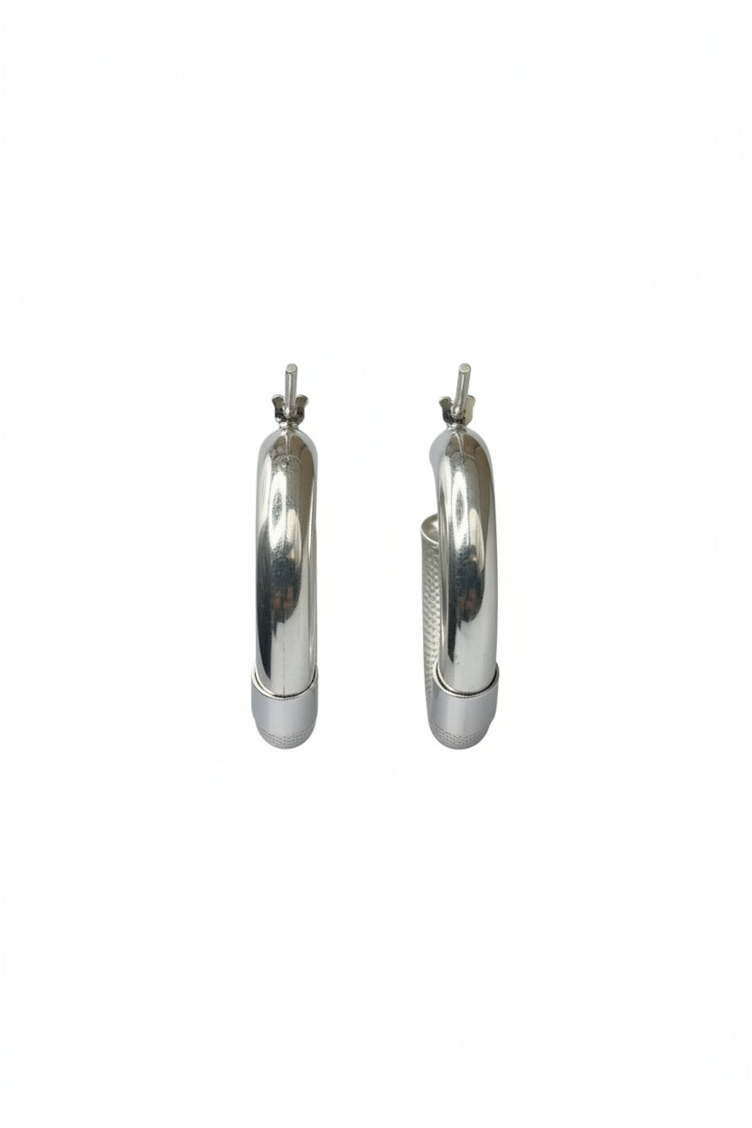 Orecchini a cerchio in Argento 925 satinati e lucidi – Diametro 3 cm - CM Silver Jewels