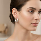 Orecchini a cerchio in Argento 925 satinati e lucidi – Diametro 3 cm - CM Silver Jewels