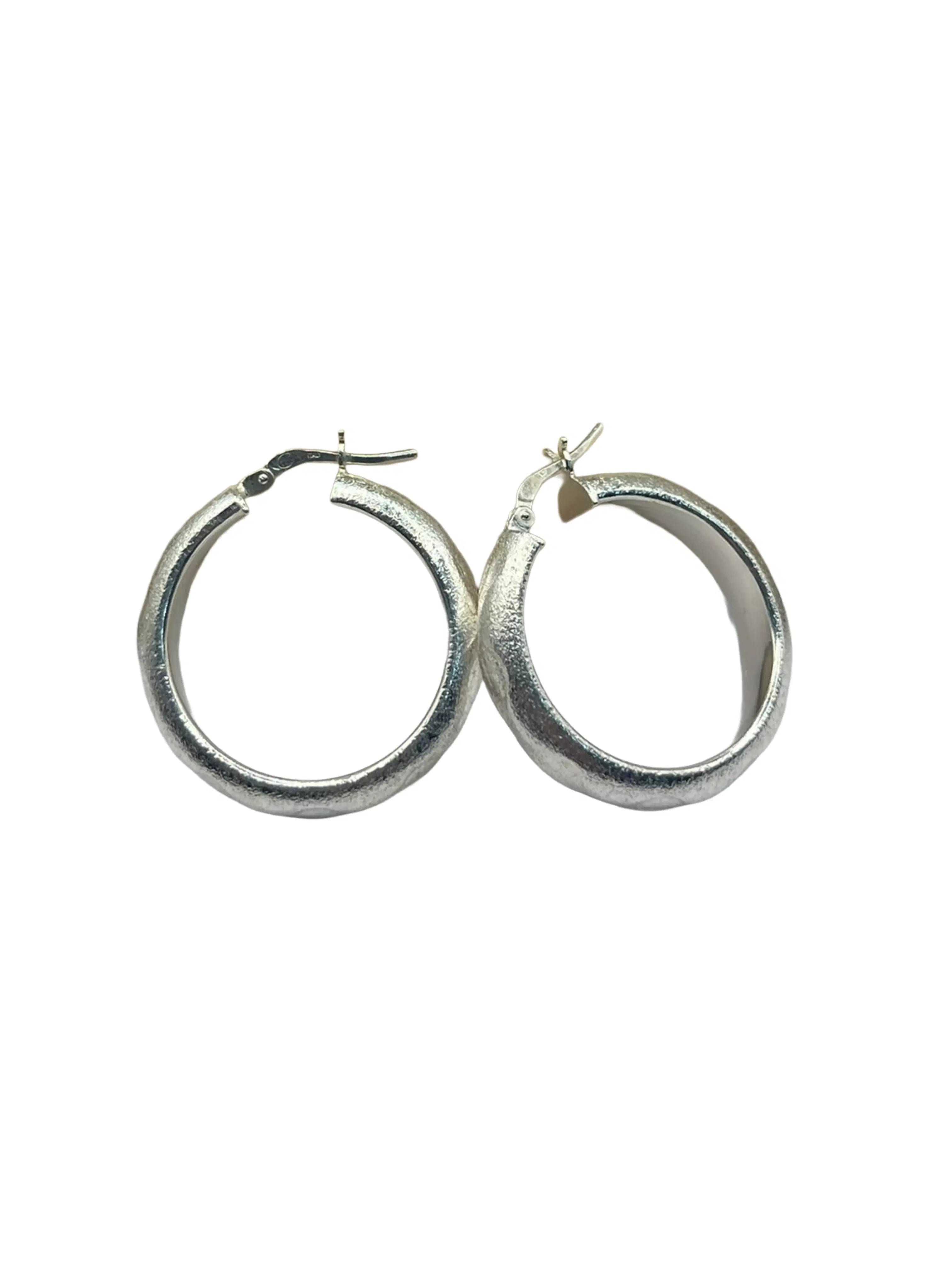 Orecchini a cerchio Argento 925 effetto Satinato - Gioiello raffinato - CM Silver Jewels