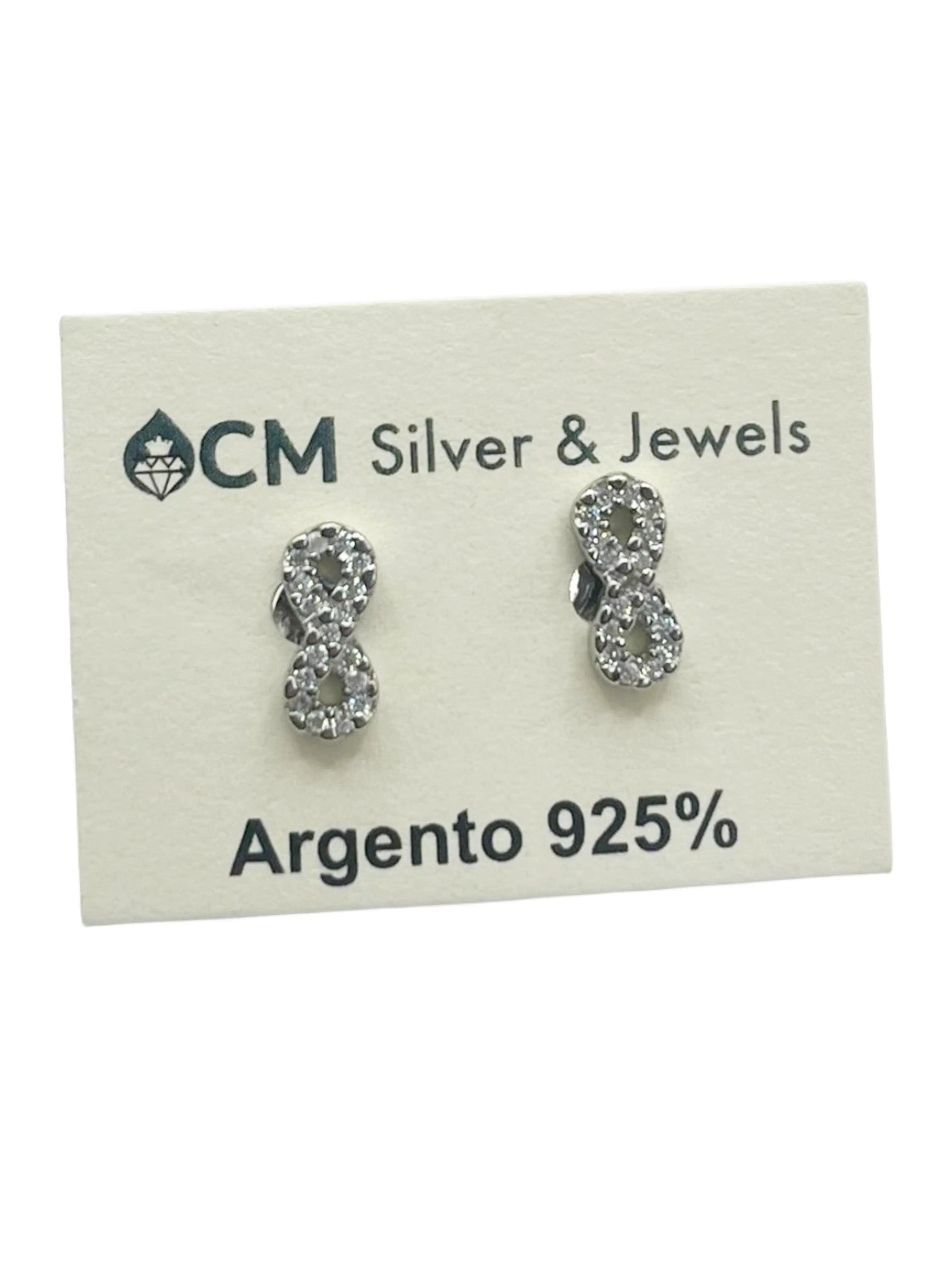 Orecchini in Argento 925 con Simbolo dell’Infinito e Zirconi