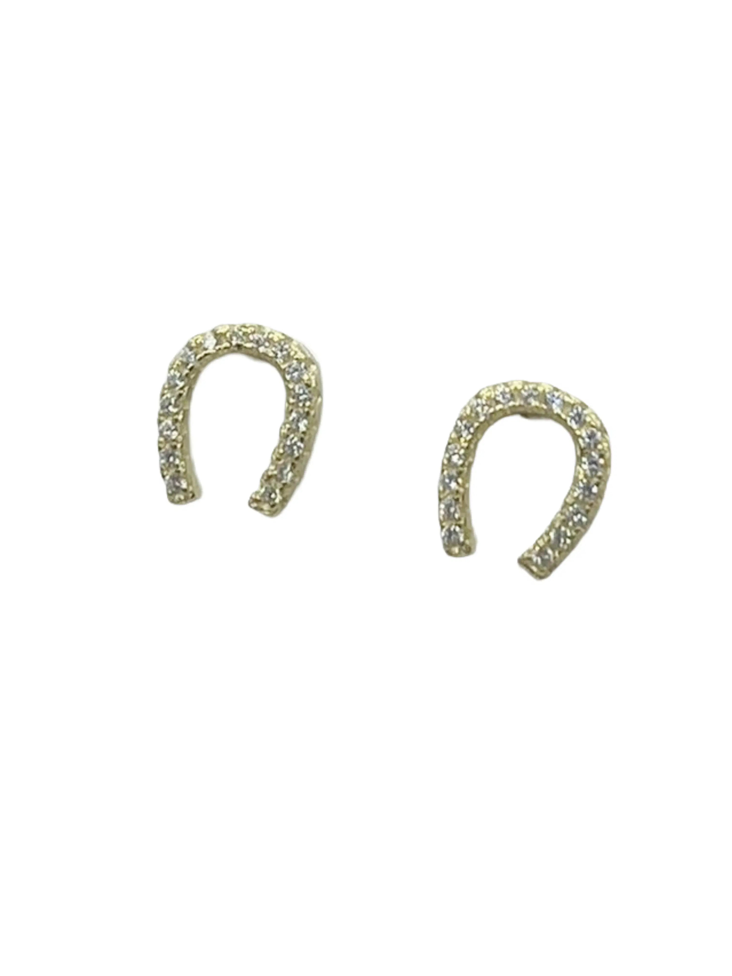 Orecchini Ferro di Cavallo in Argento 925 Dorato con Zirconi - CM Silver Jewels
