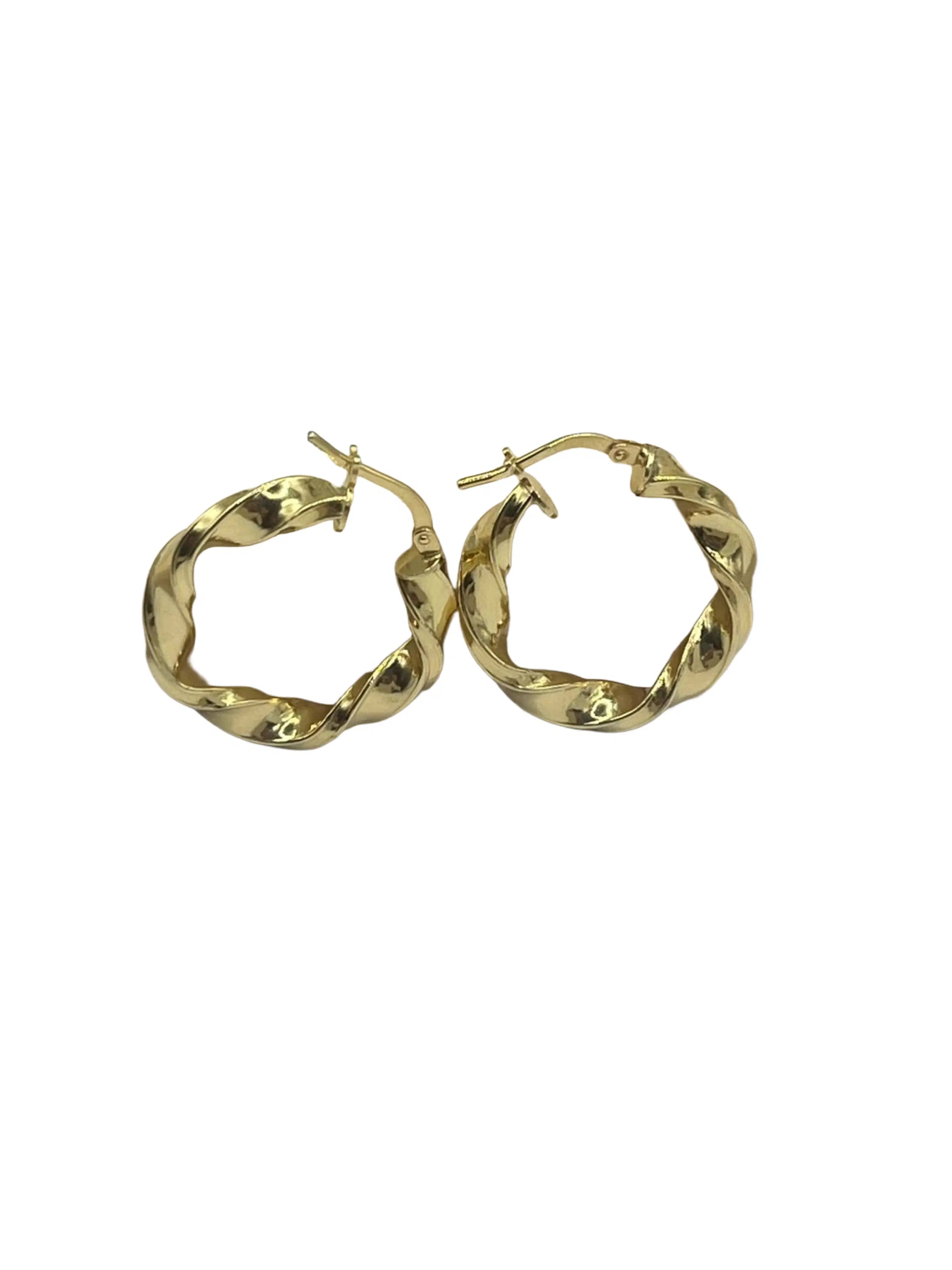 Orecchini a cerchio intrecciati argento 925 placcato oro, diametro 2,1 cm, design sofisticato