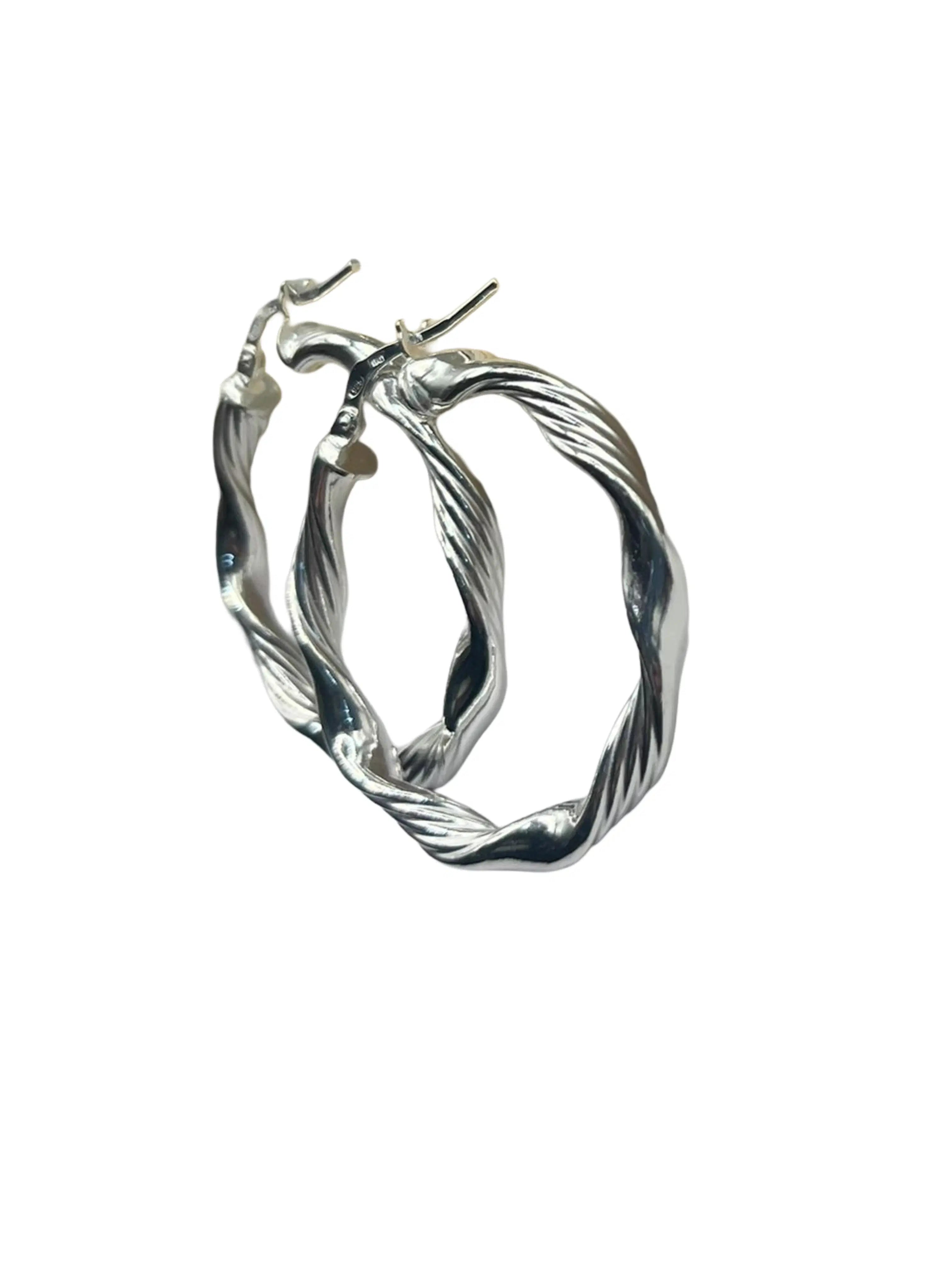 Orecchini a Cerchio Intrecciati in Argento 925 – Diametro 3 cm - Design Moderno - CM Silver Jewels