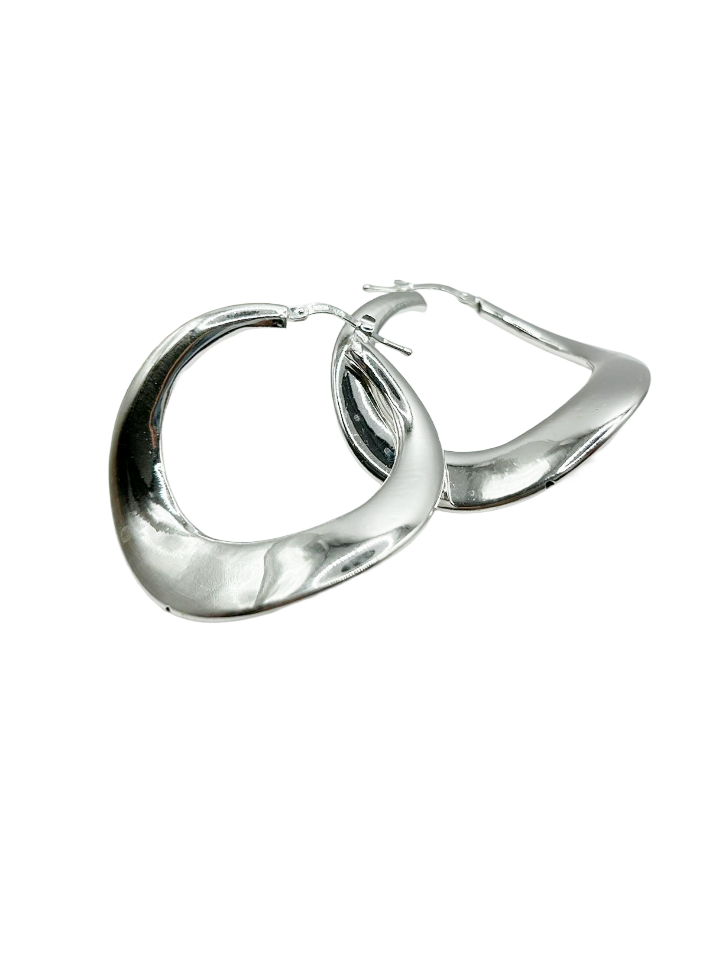 Boucles d'oreilles pendantes ovales en argent 925 poli – Design moderne et élégant