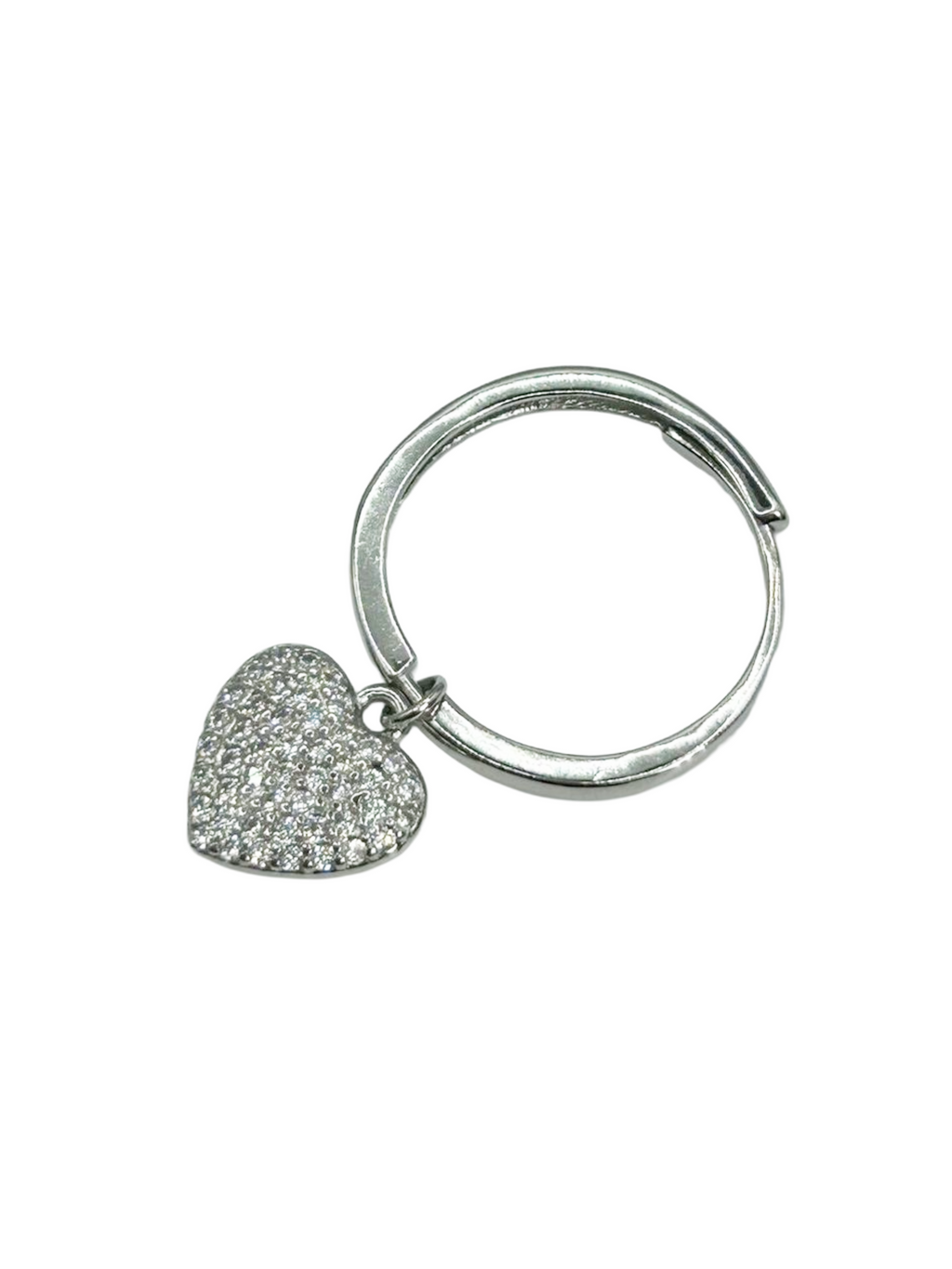 Adjustable 925 Silver Heart Ring – Luminous Charm | No Size Issues