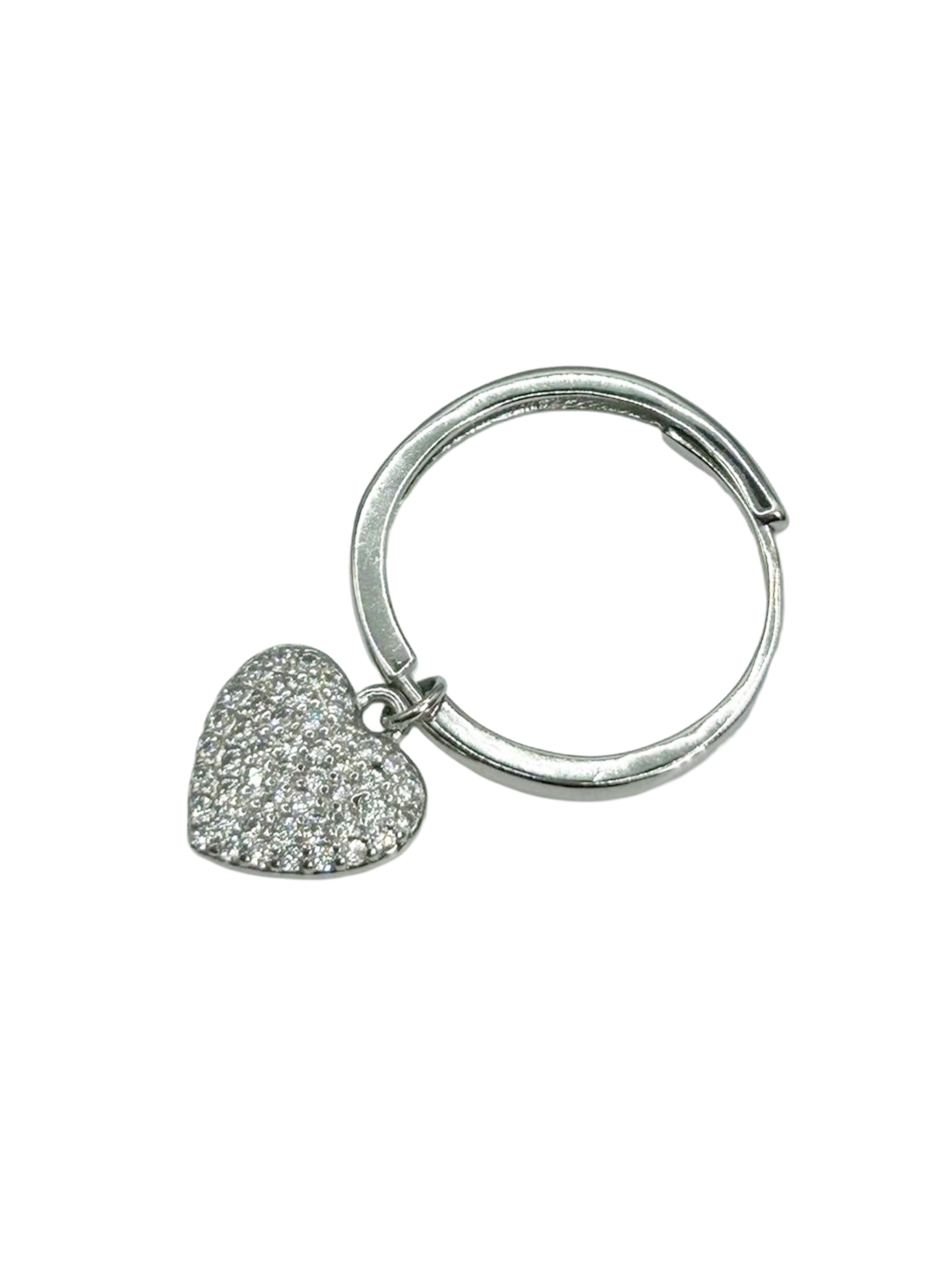 Adjustable 925 Silver Heart Ring – Luminous Charm | No Size Issues