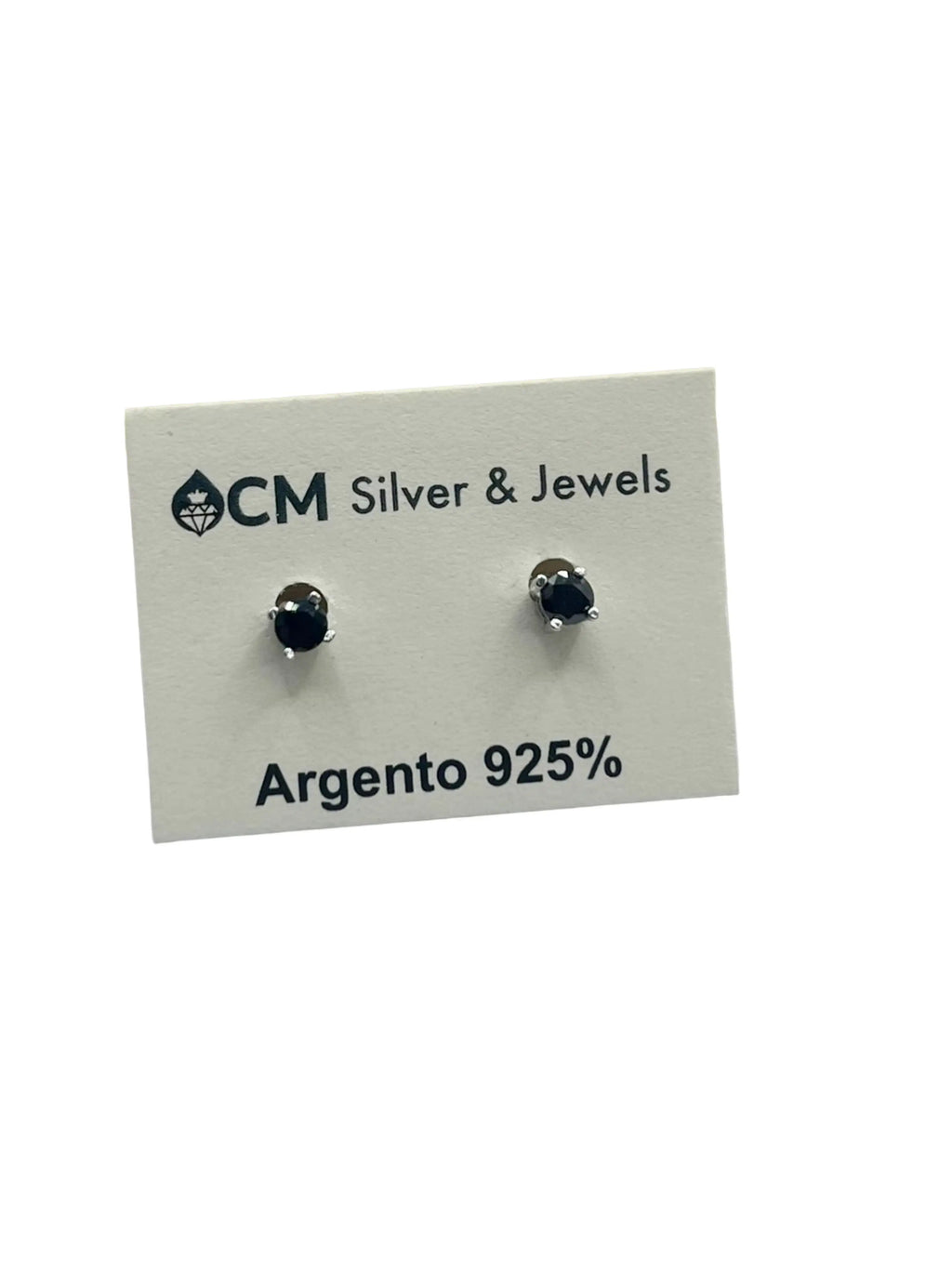 Orecchini Punto Luce con Pietra Nera in Argento 925 - CM Silver Jewels