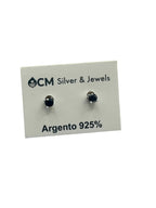 Orecchini Punto Luce con Pietra Nera in Argento 925 - CM Silver Jewels
