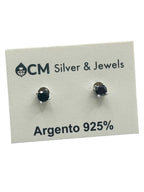 Orecchini Punto Luce con Pietra Nera in Argento 925