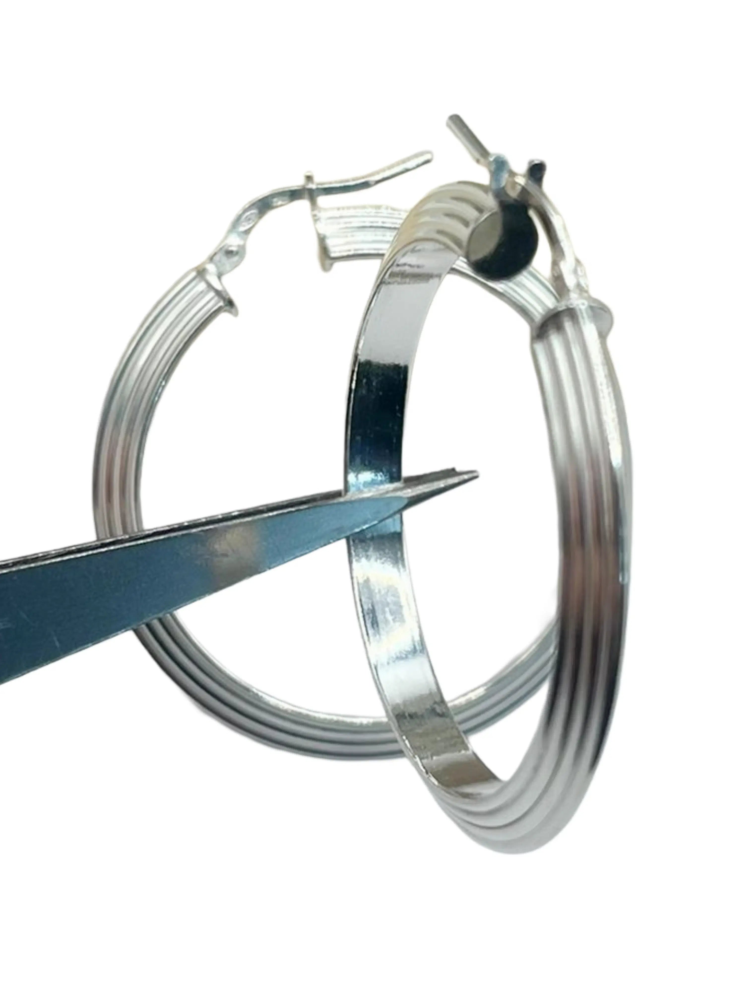 Orecchini in argento 925 a cerchio rigati - CM Silver Jewels