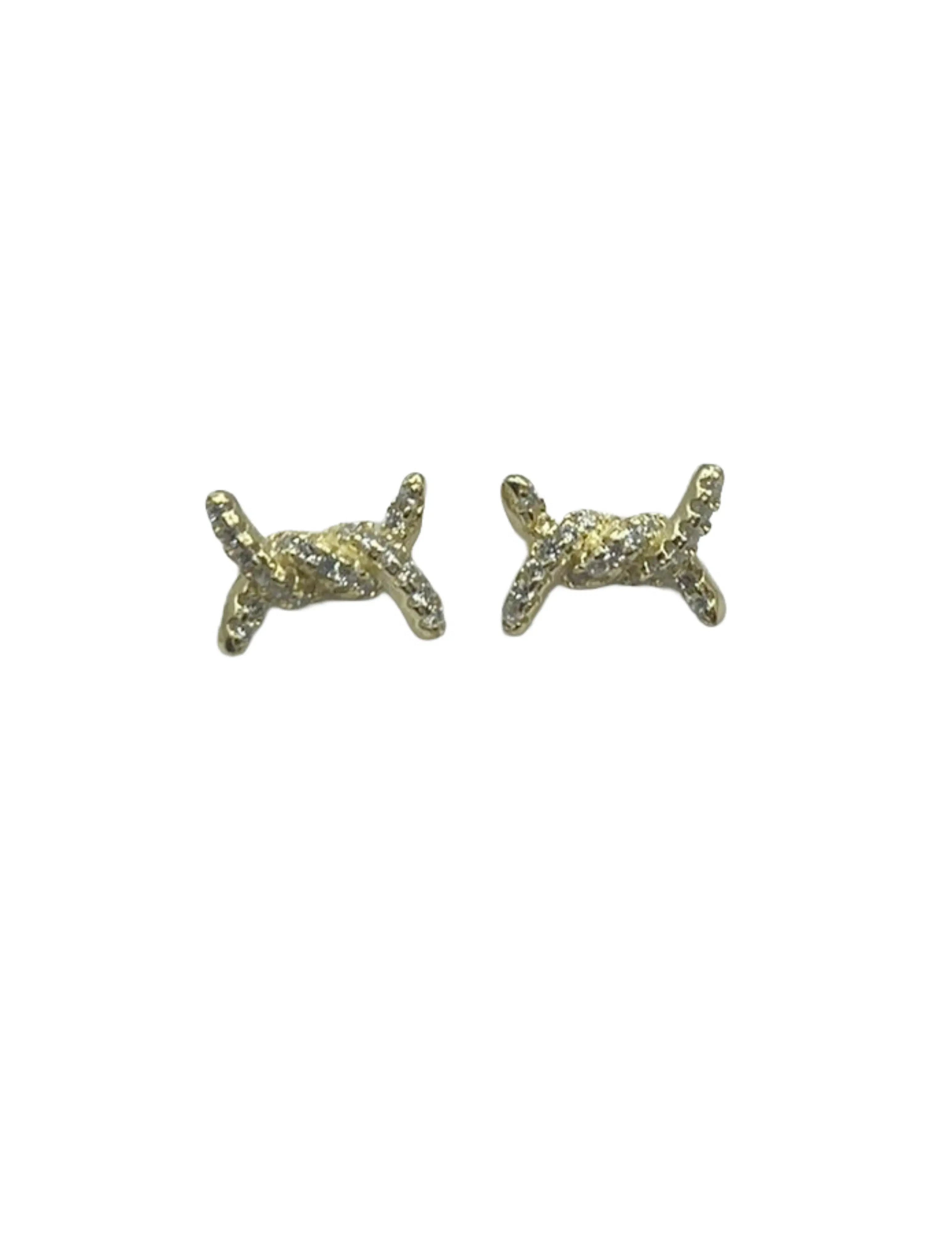 Orecchini Nodo in Argento 925 Placcato Oro con Zirconi - CM Silver Jewels