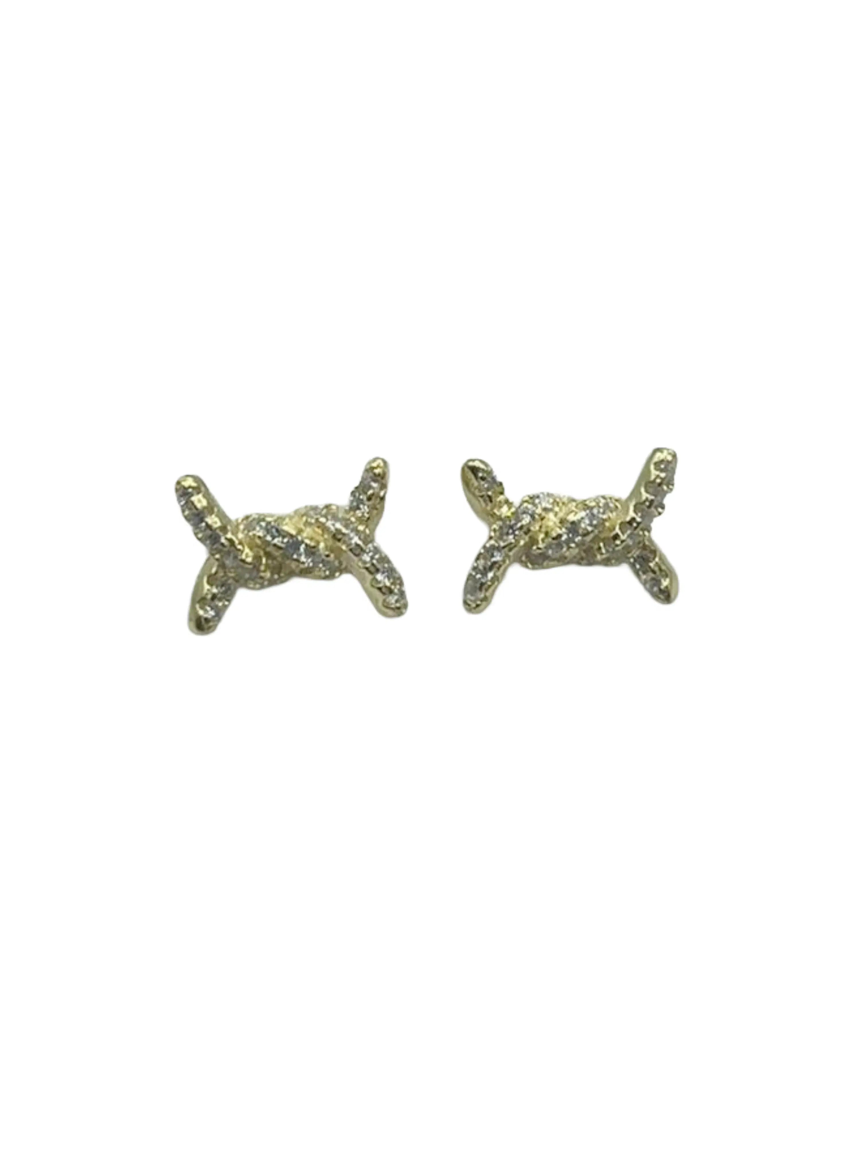Orecchini Nodo in Argento 925 Placcato Oro con Zirconi - CM Silver Jewels