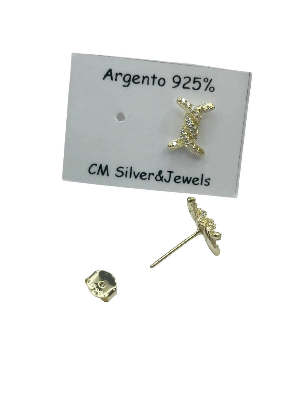 Orecchini Nodo in Argento 925 Placcato Oro con Zirconi - CM Silver Jewels