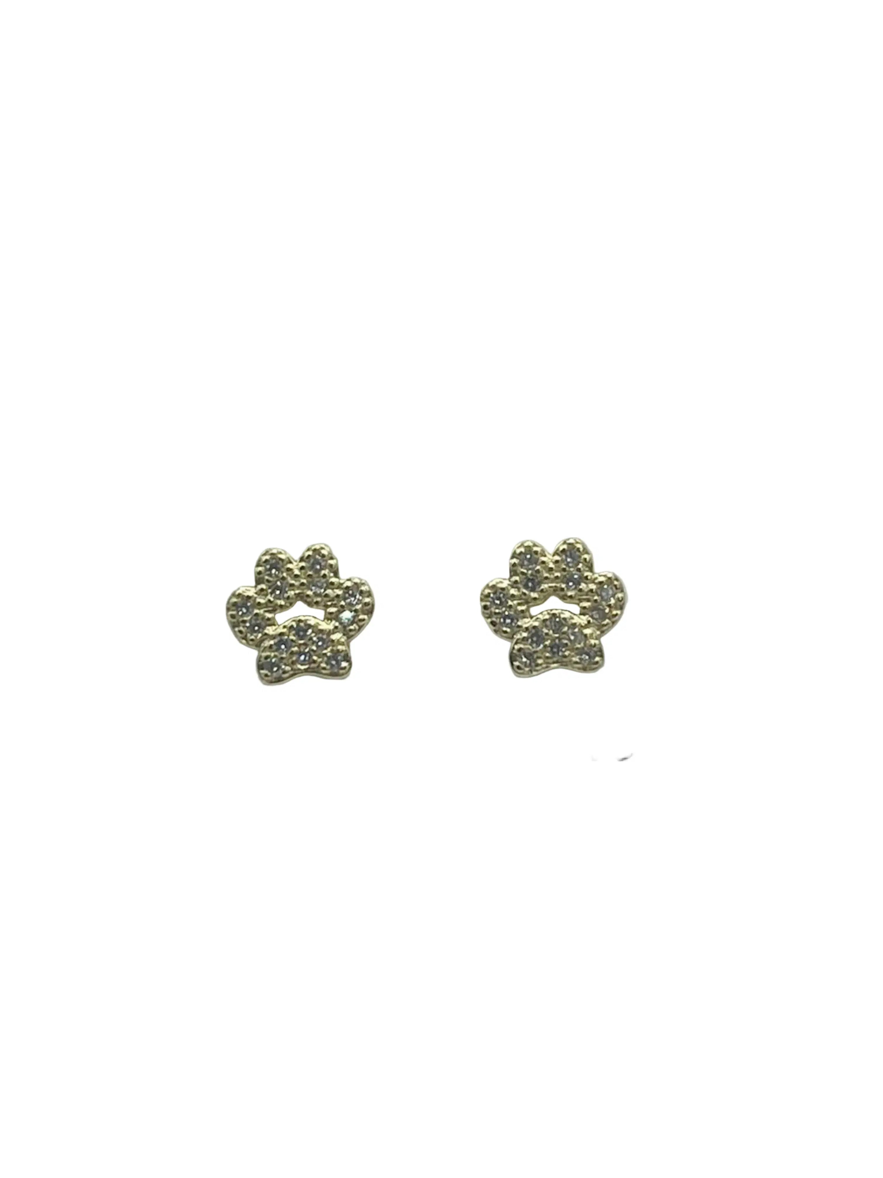 Orecchini Zampa in Argento 925 Placcato Oro con Zirconi
