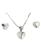 Ensemble cœur en argent 925 – Collier pendentif cœur et boucles d'oreilles assorties pour femmes/filles