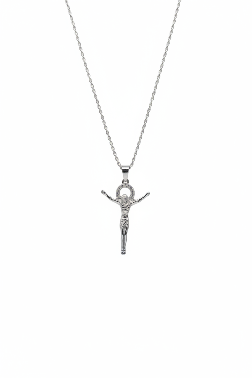 Collana Crocifisso in Argento 925 Placcata Oro – Design Elegante e Luminoso