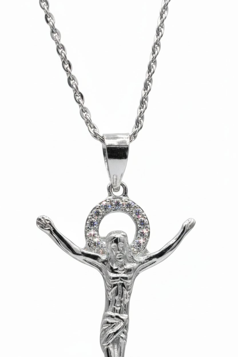 Collana Crocifisso in Argento 925 Placcata Oro – Design Elegante e Luminoso
