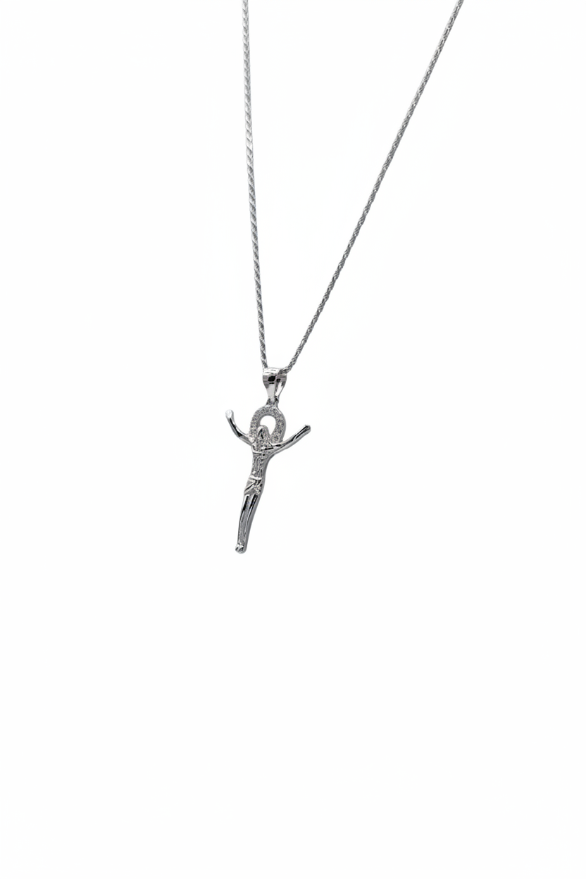 Collana Crocifisso in Argento 925 Placcata Oro – Design Elegante e Luminoso
