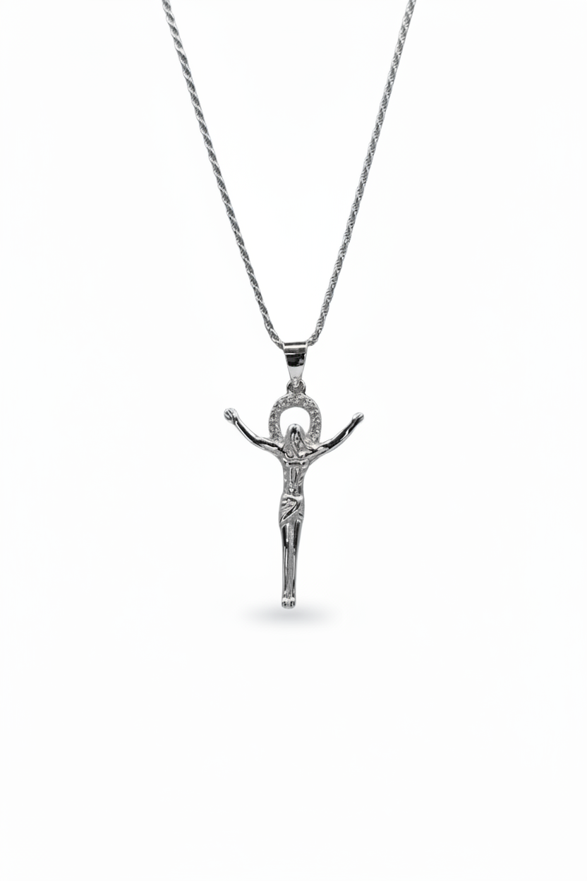Collana Crocifisso in Argento 925 Placcata Oro – Design Elegante e Luminoso