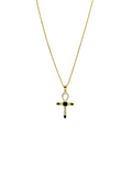 collana in argento 925 con croce e zirconi verdi
