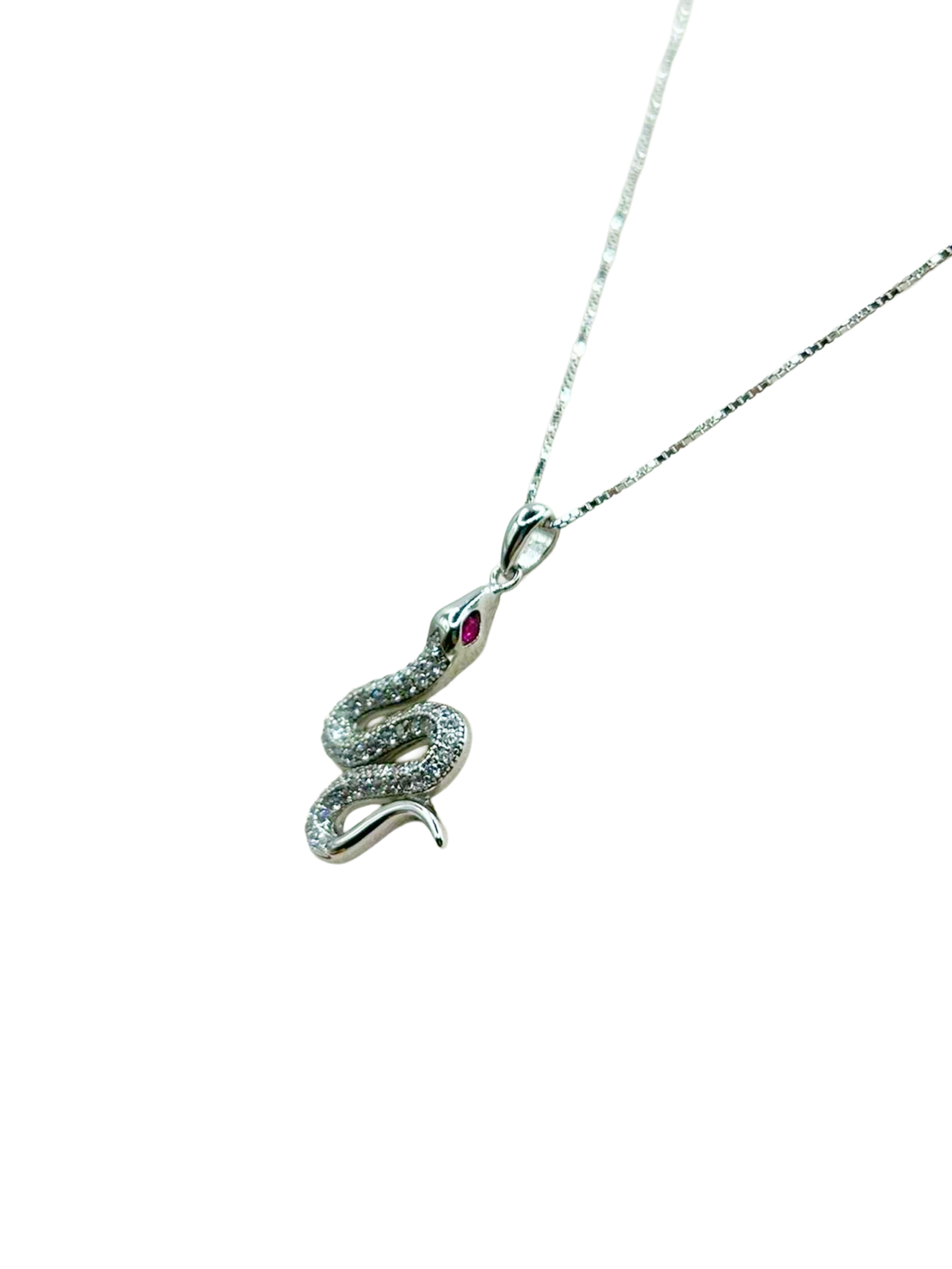 Collier pour femme en argent 925 avec pendentif serpent