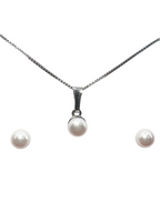 Parure de perles élégante en argent 925 – Collier et boucles d'oreilles assortis