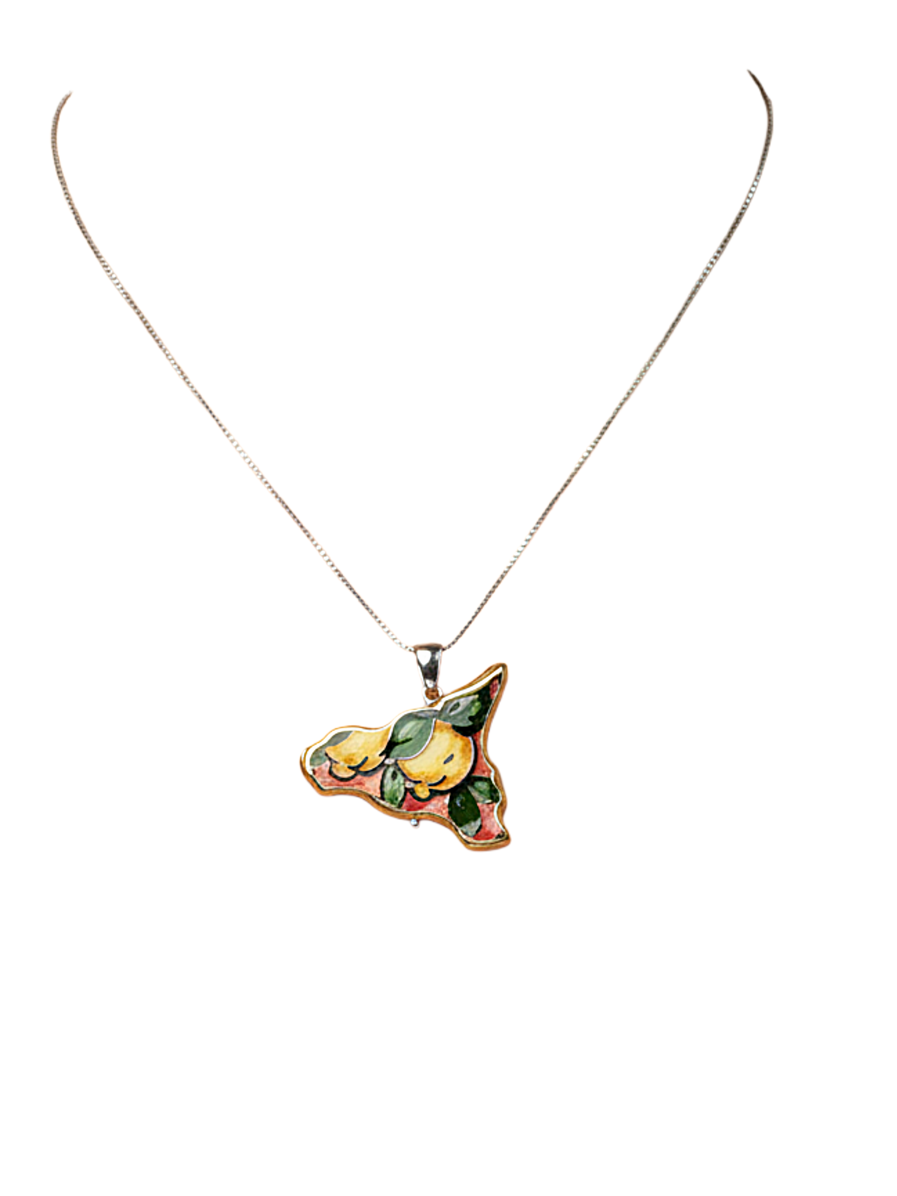 Collier pour femme en argent 925 avec pendentif citron de Sicile – Coloré et élégant