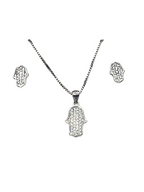 Ensemble de bijoux en argent 925 pour femme – Collier Hamsa + Boucles d'oreilles