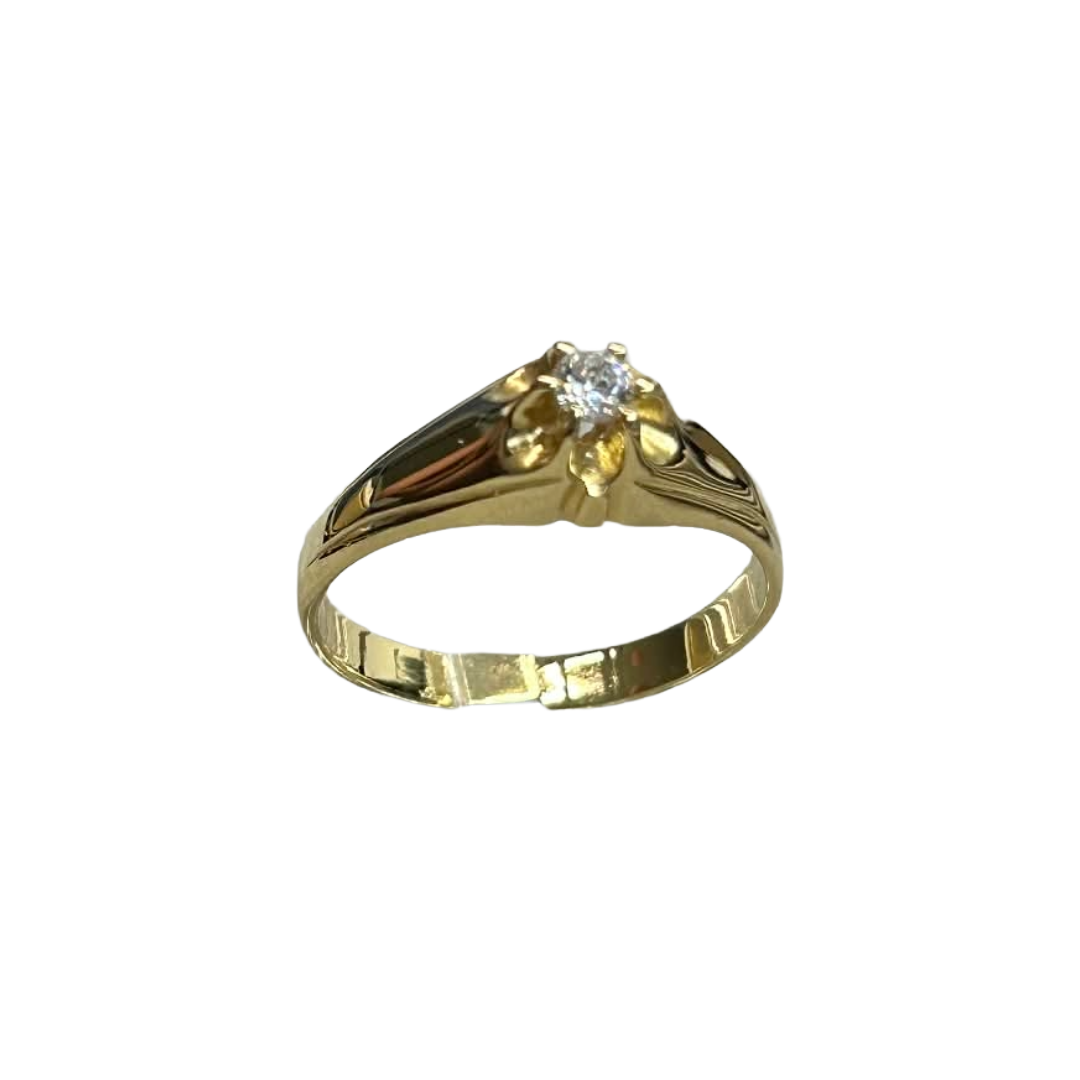 Anello Solitario Uomo Oro 750 (18 Carati) con Zircone – Misura 21 – 4,27 gr