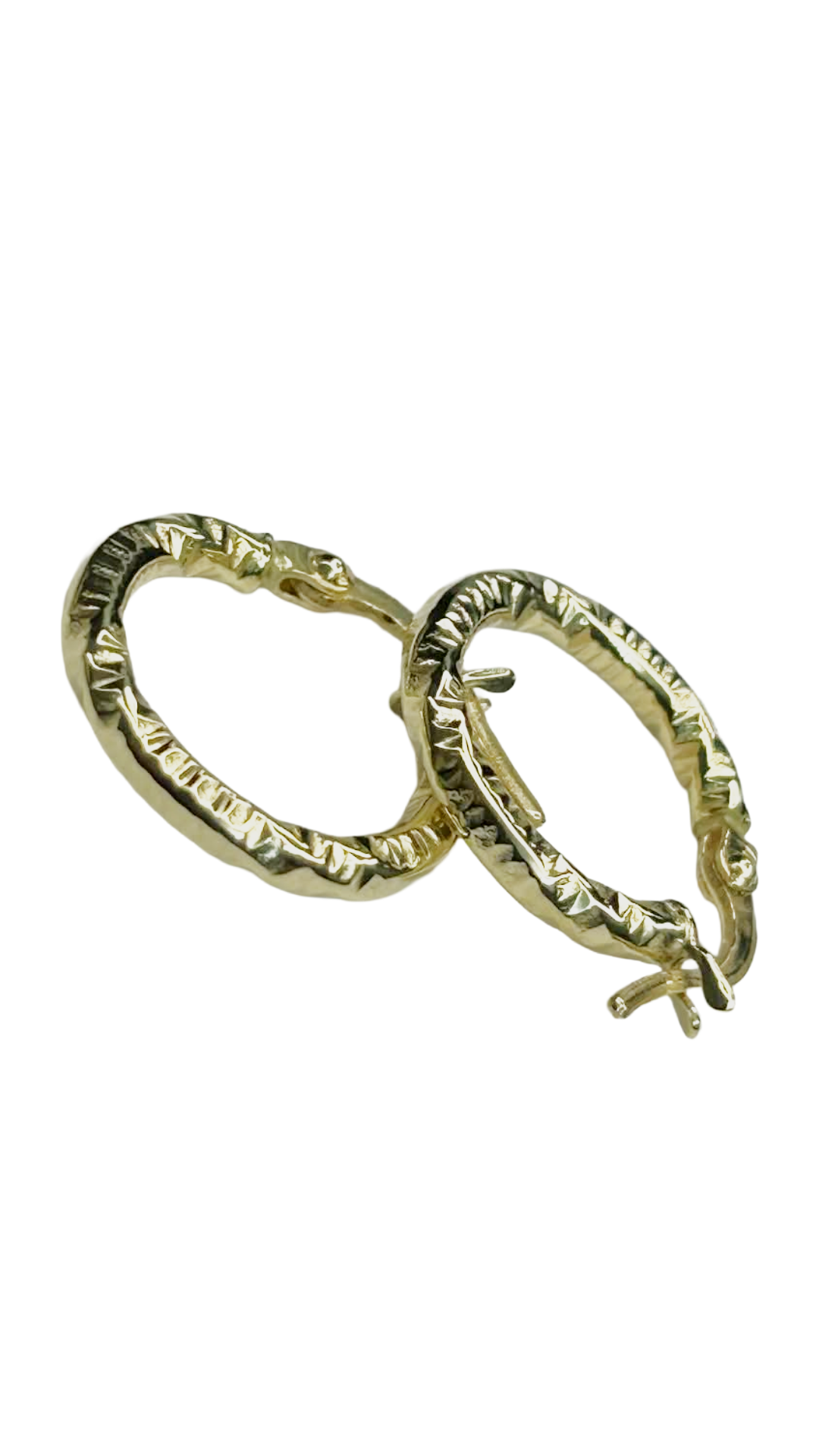 Orecchini a cerchio in oro giallo 750 (18 carati) lavorazione artigianale martellata