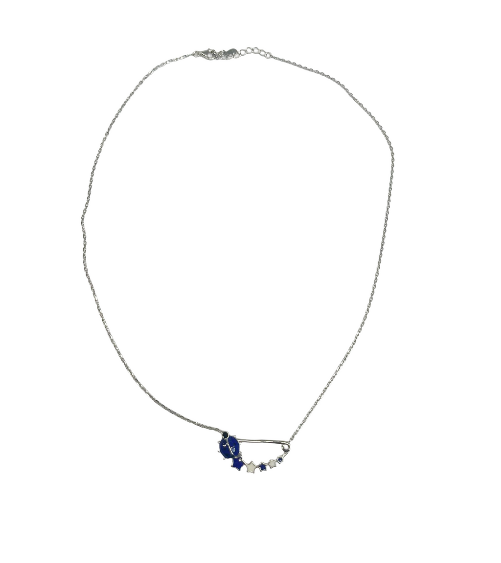 925 Silver Necklace with Brooch, Blue Ladybug and Stars – Luck and Sweetness