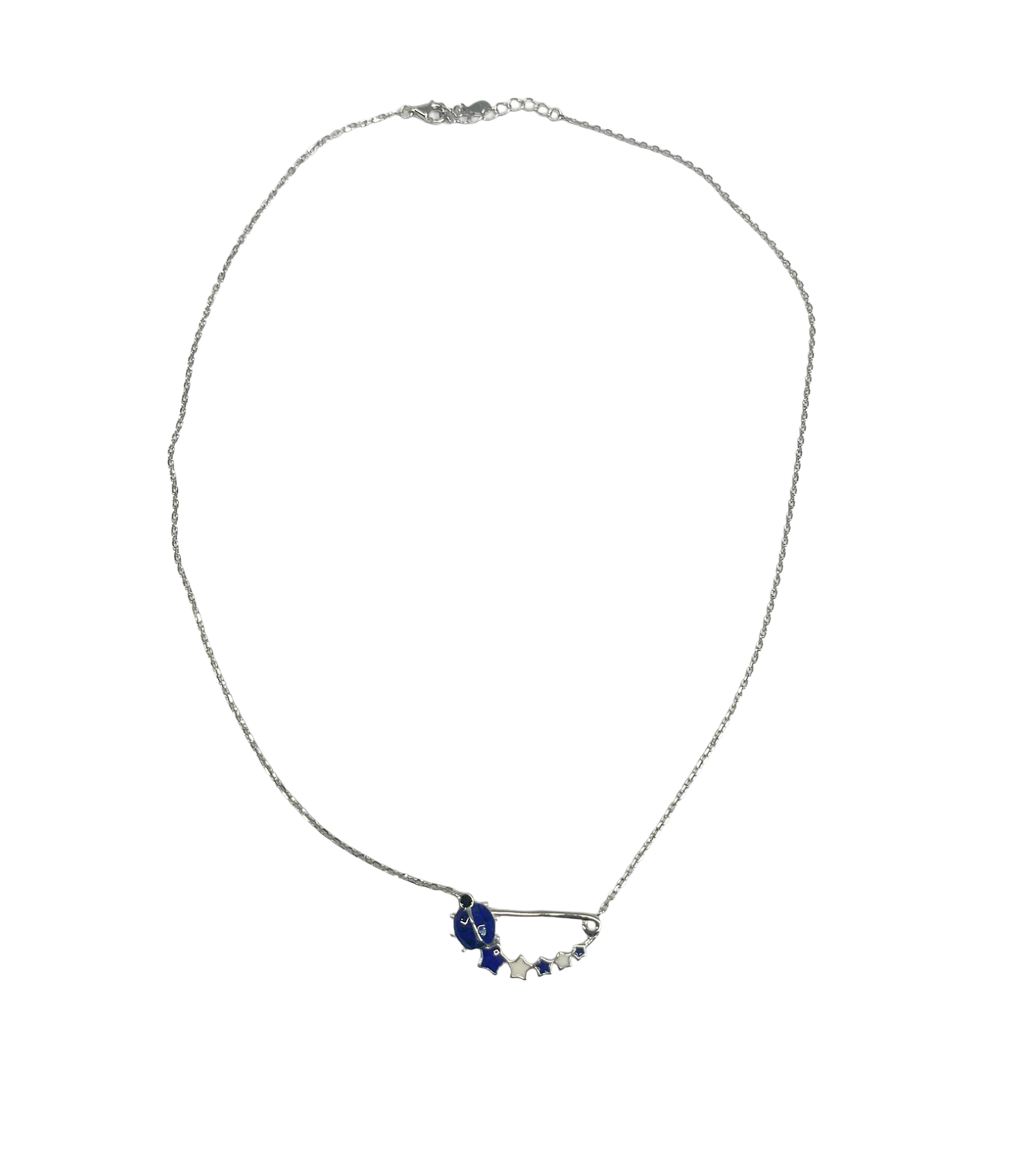 925 Silver Necklace with Brooch, Blue Ladybug and Stars – Luck and Sweetness