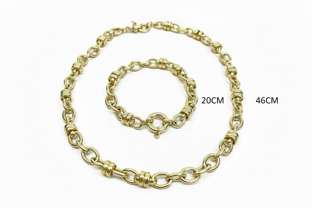 Set Collana e Bracciale Maglia "Audace" – Argento 925 Placcato Oro 18kt