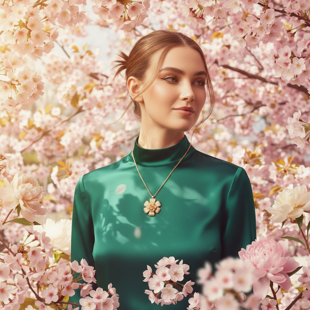 Collana in argento 925 artigianale fiori di primavera