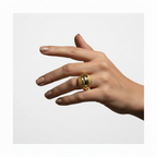 Bague à trois anneaux fabriquée à la main en argent 925 avec finition plaquée or