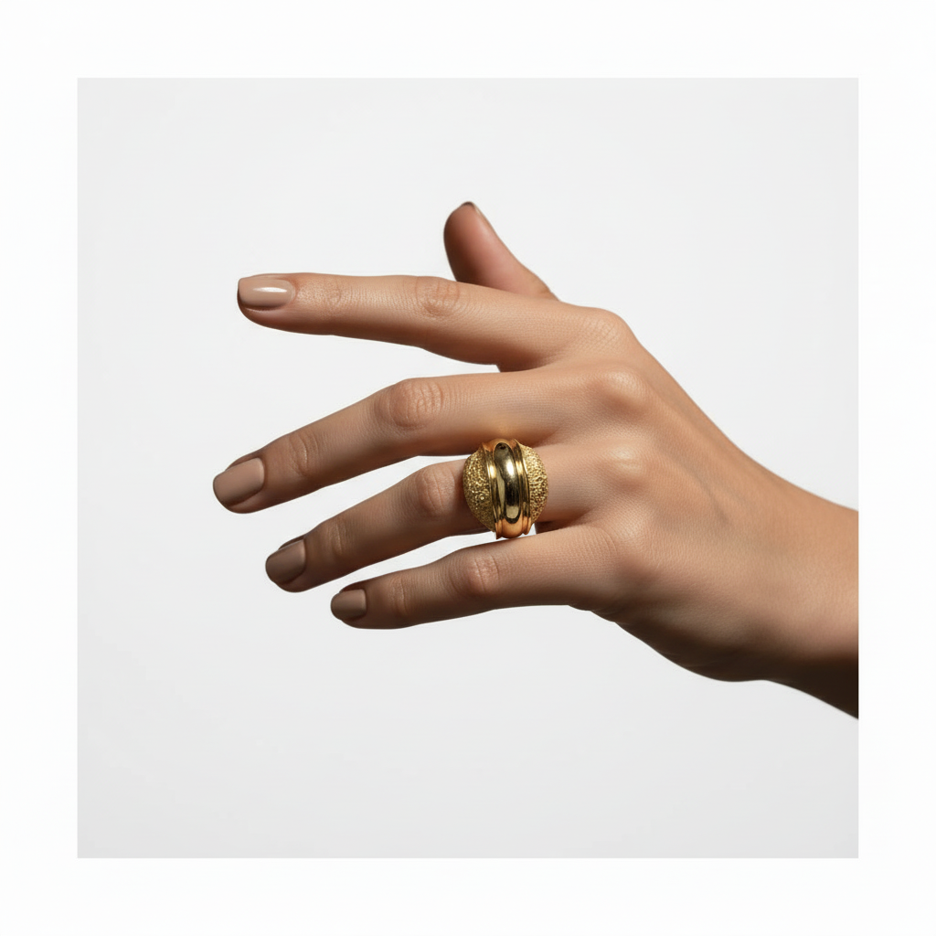 Bague à trois anneaux fabriquée à la main en argent 925 avec finition plaquée or