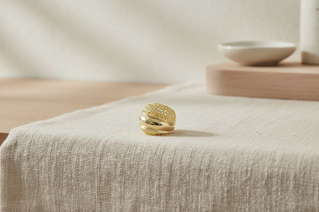 Bague à trois anneaux fabriquée à la main en argent 925 avec finition plaquée or