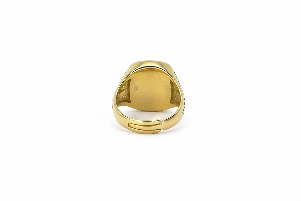 Anello Chevalier Uomo in Argento 925 Placcato Oro – Design Intagliato, Misura Regolabile