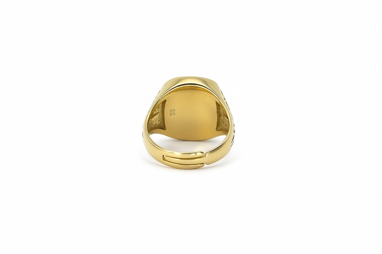 Anello Chevalier Uomo in Argento 925 Placcato Oro – Design Intagliato, Misura Regolabile