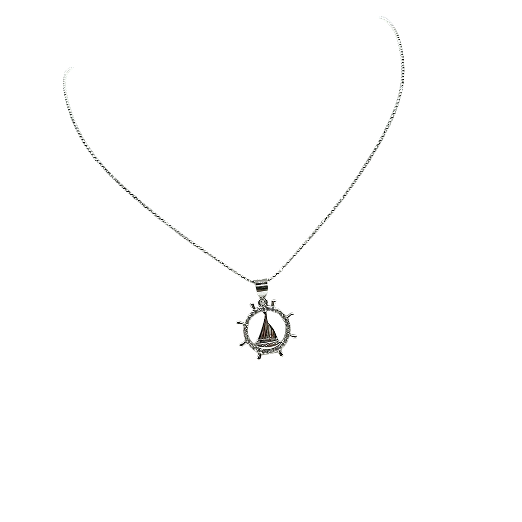Collana in Argento 925 con Timone e Barca a vela