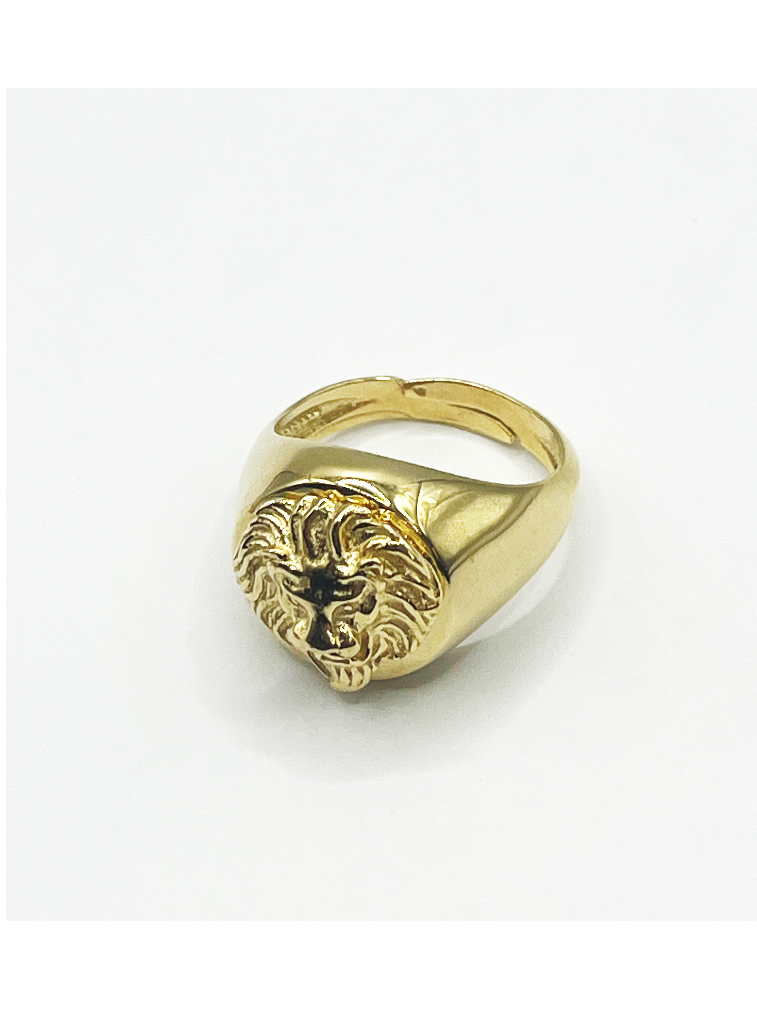 Anello Uomo Testa di Leone in Argento 925 Placcato Oro Giallo – Misura Regolabile - Gioielleria CM SILVER & JEWELS