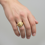 Men's Lion Head Ring in 925 Silver Plated with Yellow Gold – Adjustable Size