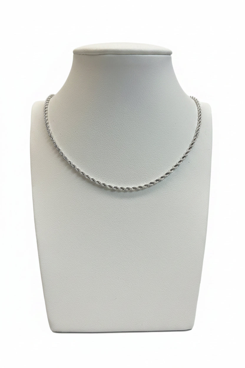 Collana Corda in Oro Bianco 18k (750) – 50 cm | CM Silver Jewels